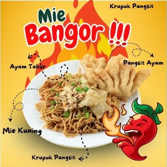 

Mie Bangor / Mie Jebew / Mie Kobong / Pedes Napol / Snack Mbanana / Cireng isi Tegal