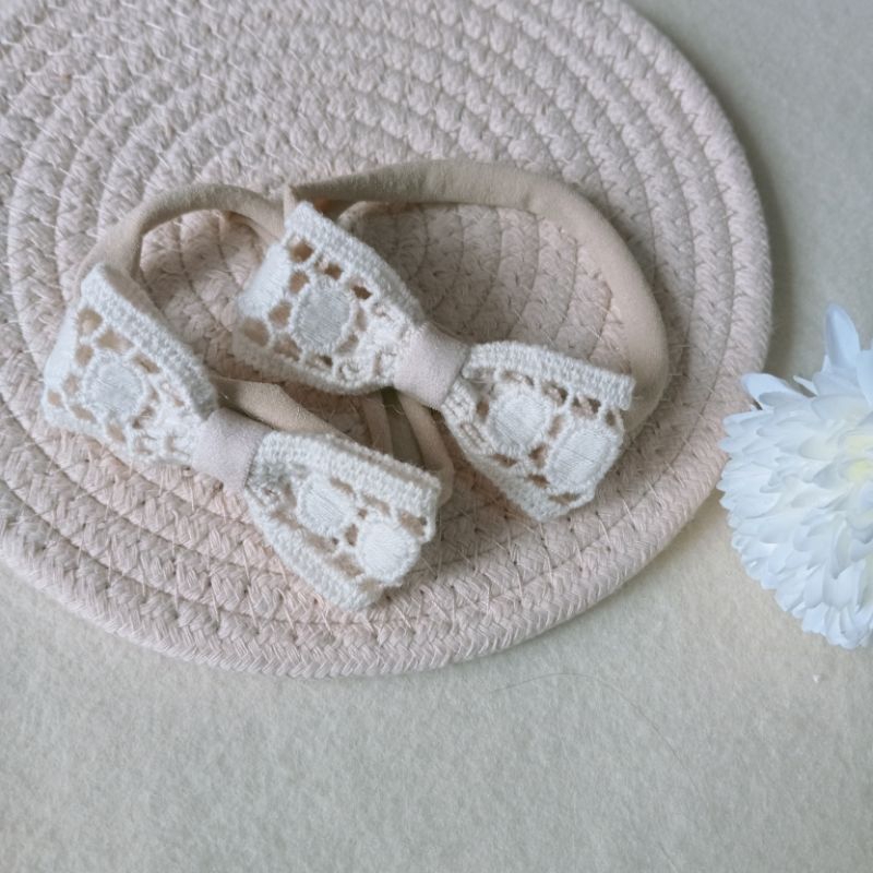 Bandana Bayi Tali Nylon Elastis Bandana Handmade Tali Nilon Elastis Pita Kecil Bandana Renda