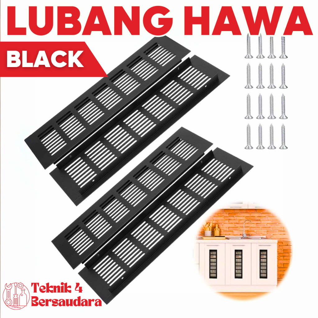 Lubang Hawa Udara Ventilasi Lemari Rak BLACK