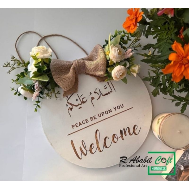 Terlaris Hiasan Dinding Bulat Assalamualaikum | Gantungan Pintu Best Seller