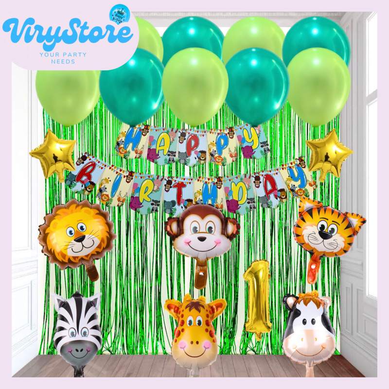 [ViryStore] Paket Set Dekorasi Ulang Tahun Animal/ Paket Ulang Tahun Animal/ Set Dekorasi Jungle Ani