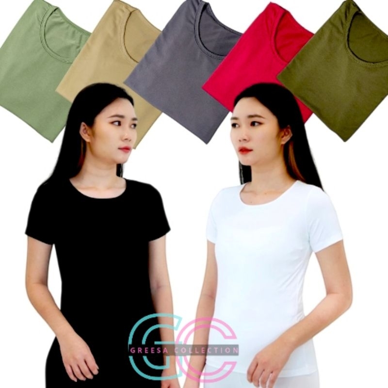 KAOS MANSET WANITA LENGAN PENDEK-Dalaman wanita muslimah-kaos wanita kerah oblong