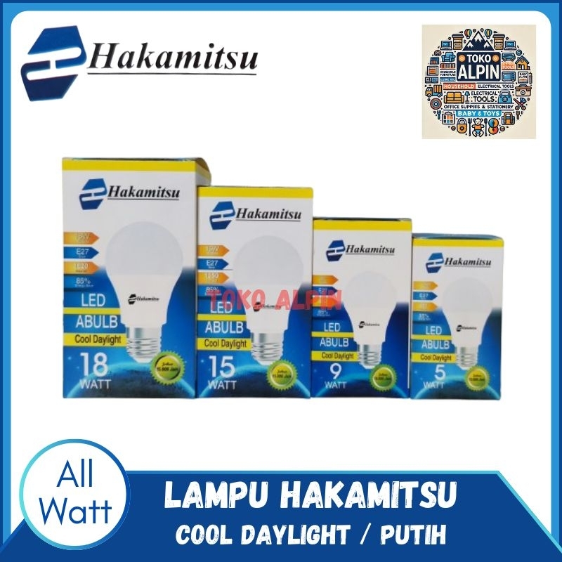 Lampu LED Bohlam Bulat Hakamitsu A Bulb 5w 9w 15w 18w - Putih Terang 18 Watt