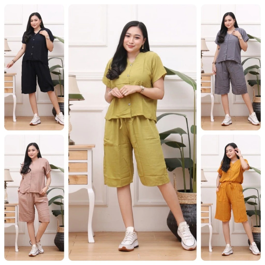 PIYAMA KANCING POLOS | PIYAMA RAYON POLOS | PIYAMA HITS | Hotpant Setelan Pendek Wanita Baju Tidur P