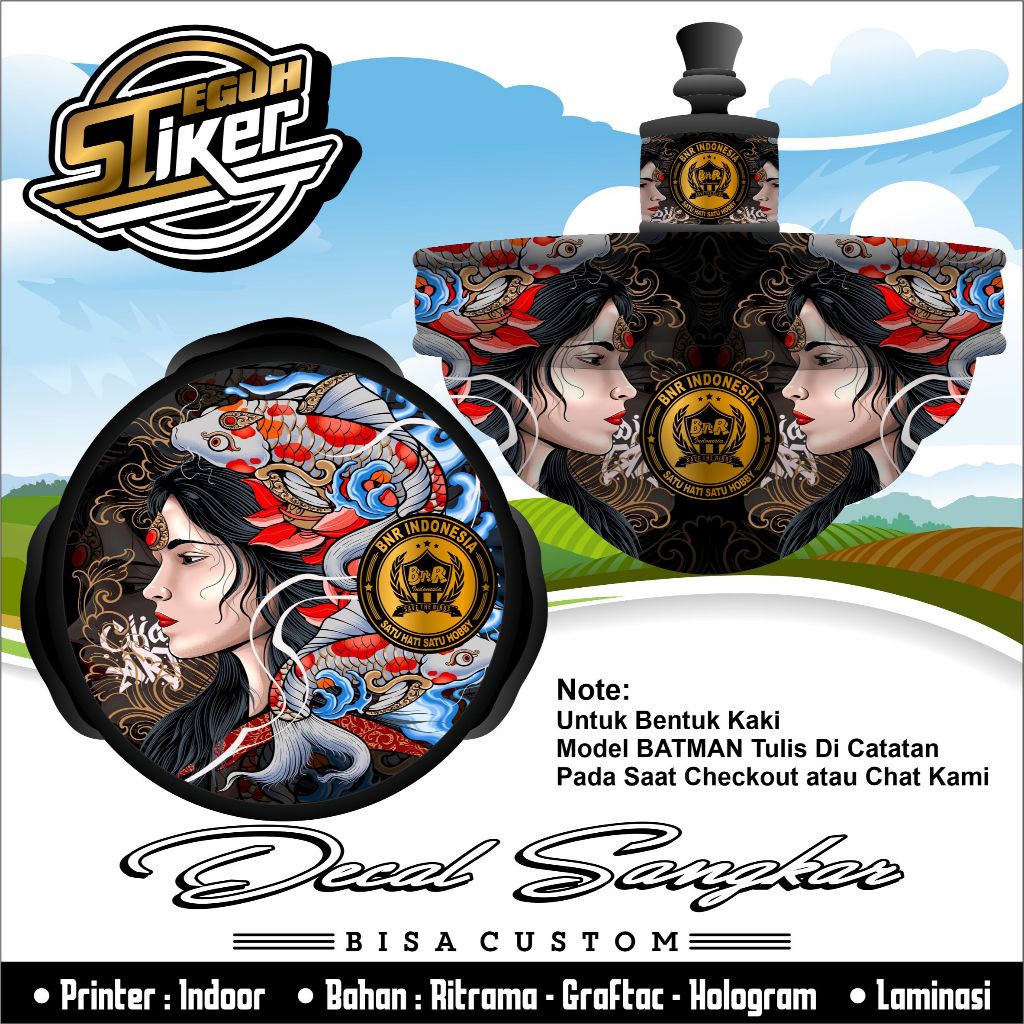 Stiker Tebok Lovebird Motif BNR Women Koi Japanese