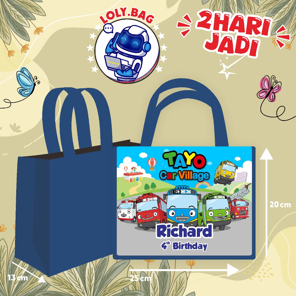 

Tas Ultah / Tas Ulang Tahun Murah/Goodie bag murah/souvenir ultah/Tas tema Tayo