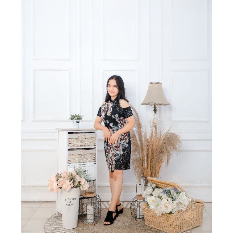 [Preloved] dress batik casual dress midi dress batik