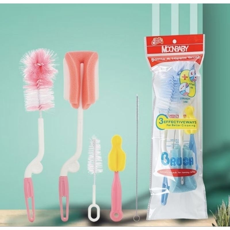 Moonship Moonbaby Sikat Pembersih Botol Dot Susu 5in1 isi 5pc