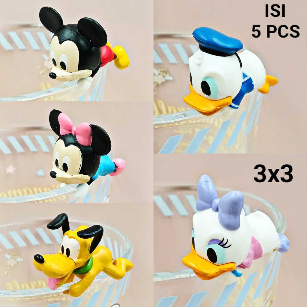ISI 5 PCS FIGURINE PINGGIRAN GELAS ISI 5 | FIGURINE GELAS MICKEY | FIGURINE MICKEY