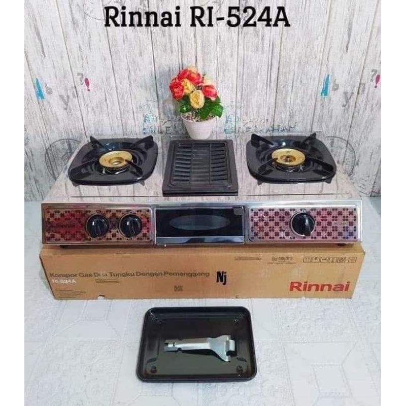 Kompor Rinnai Dua Tungku RI-524A Pemanggang Ditengah