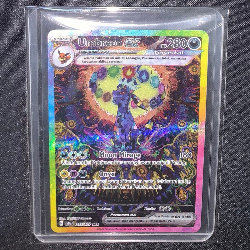 Kartu Pokemon Umbreon Ex SAR Terastal Ferstival TCG Indonesia