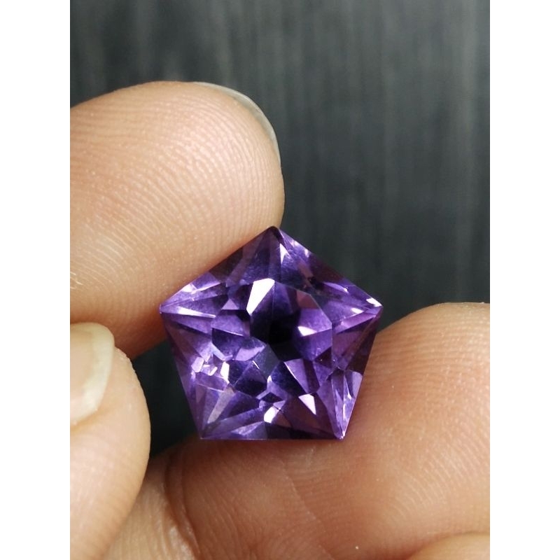 Natural Amethyst 12 x 12 x 8.5 mm 5.85 Ct Kecubung Ungu Star Bintang Cutting Asli Code 1806