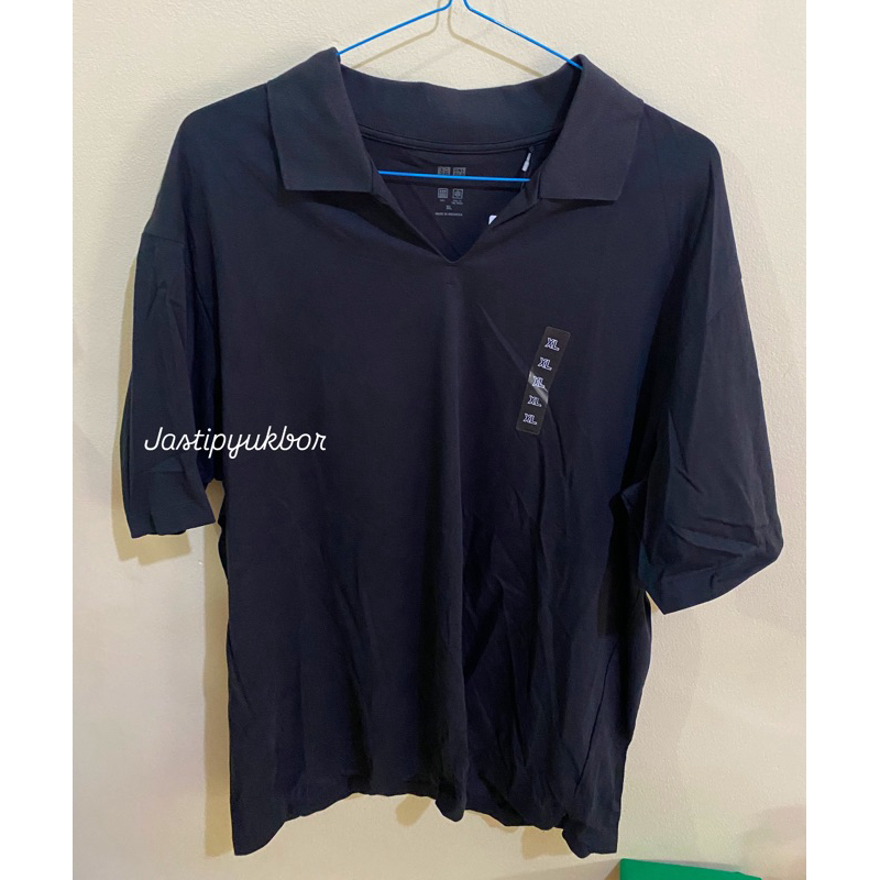 Men Uniqlo Tshirt Polo Airism Katun Jersey Skipper