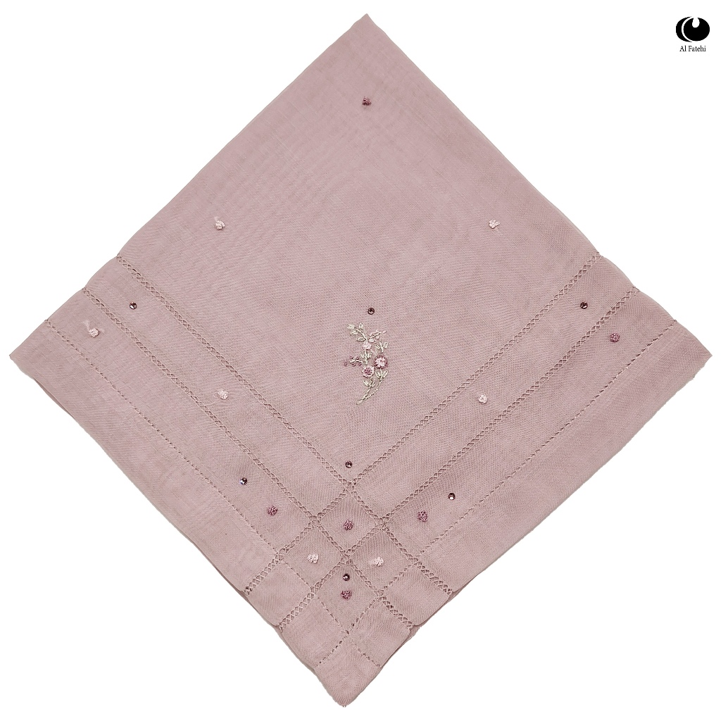 Kerudung Paris Al Fatehi Premium Motif Sulam Kanza Segi Empat/Bahan Lembut/Nyaman/Jilbab Segi Empat/