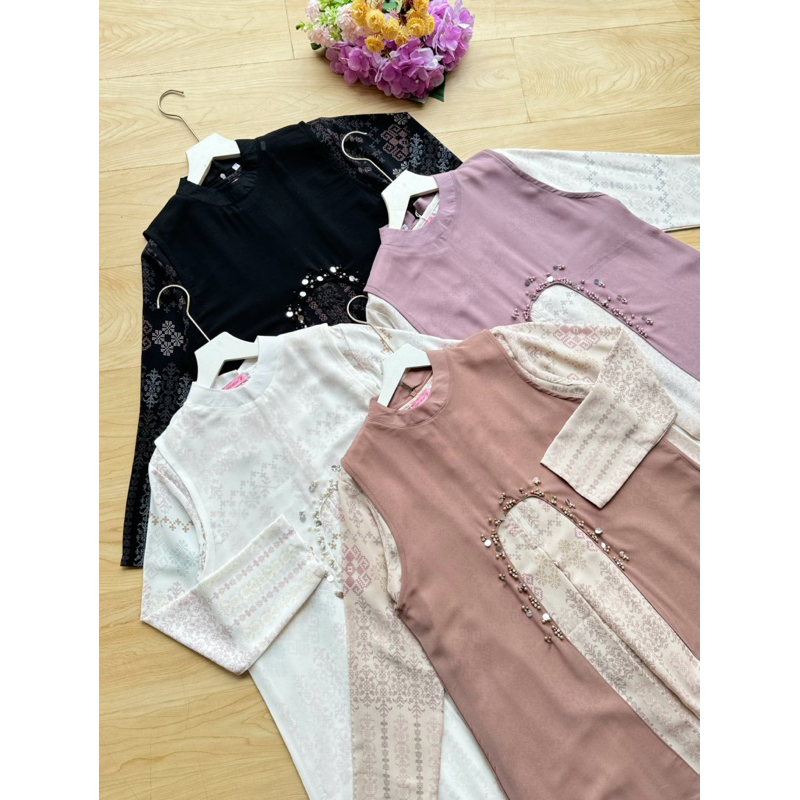 NNfashion ~ RANIA DRESS SET HIJAB Gamis Wanita Musliamah Syari Kombinasi Outer Iner Gamis lebaran Pa