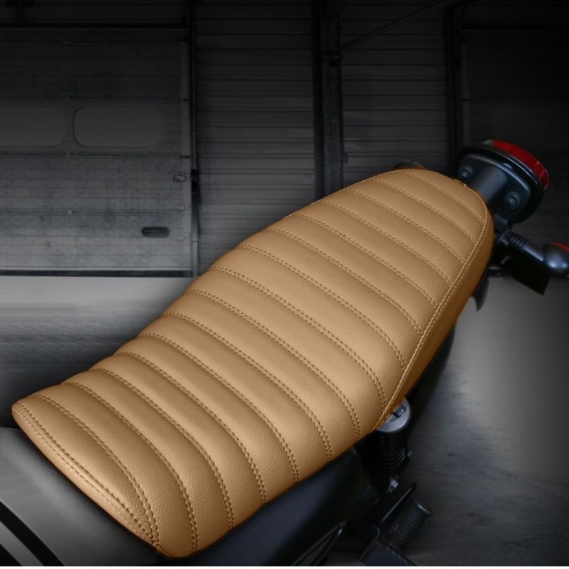 Sarung Cover Kulit Jok Kawasaki W175 Cream MBtech Caferacer