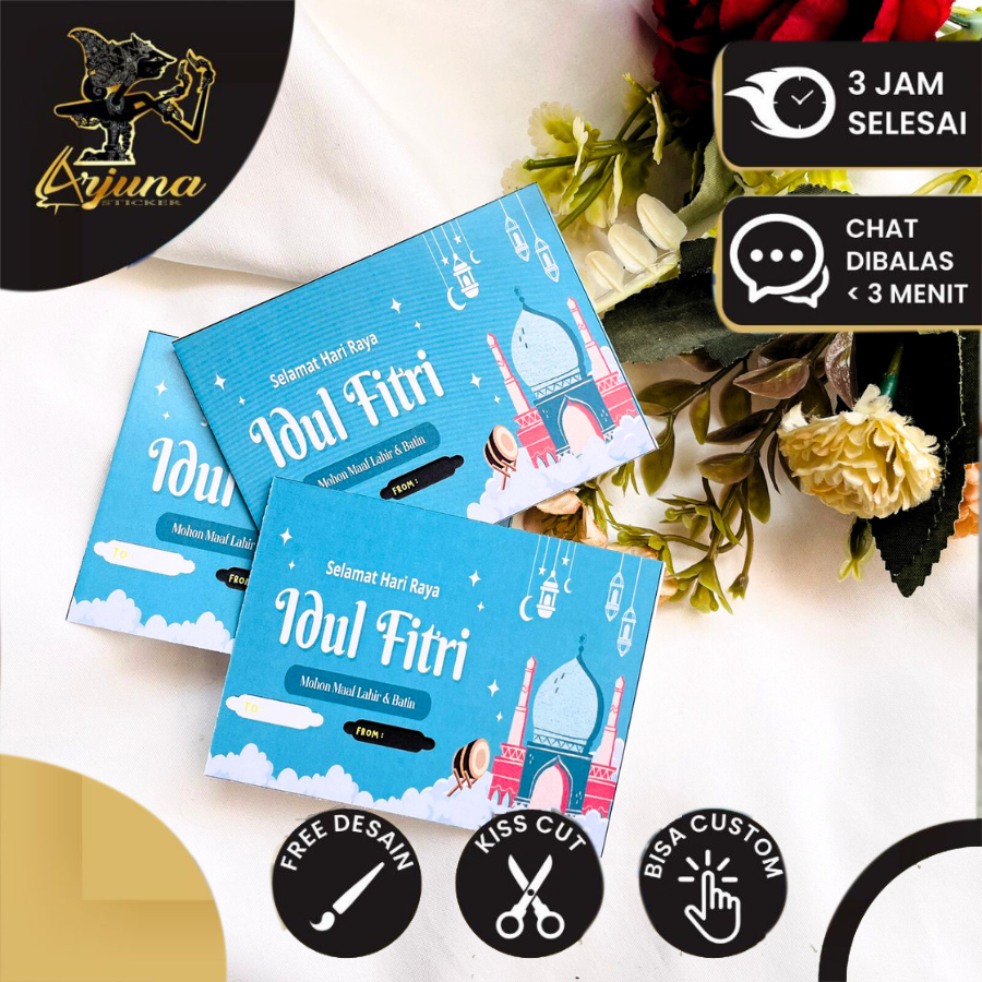 

Arjuna Sticker Print Cetak Kartu Ucapan Idul Fitri Murah Greeting Card Lebaran Untuk Hampers Custom