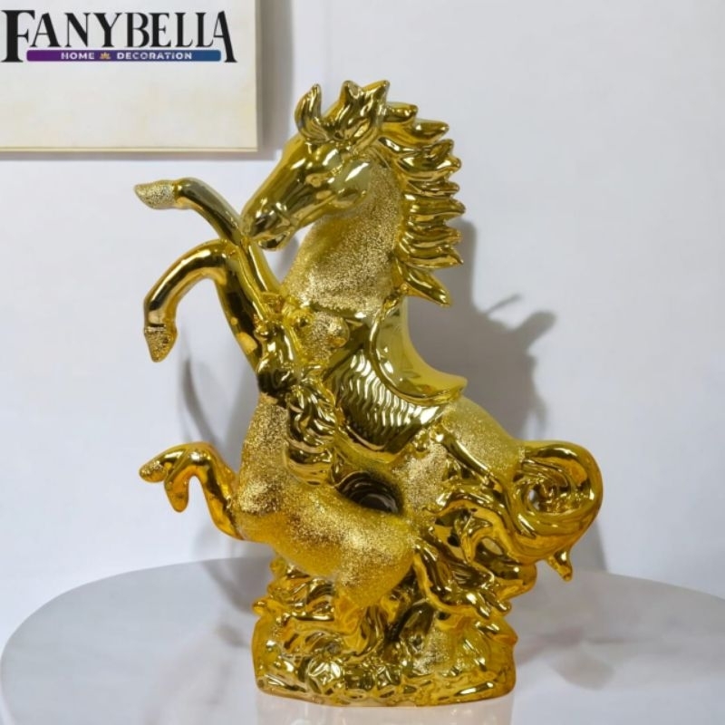 Pajangan Keramik Meja Emas Kuda Unta Gold Import Hiasan Dekorasi Rumah/ FANYBELLA