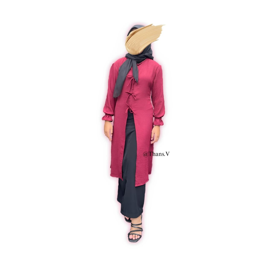 ThansV Veyya Tunik - Tunik Burgundy Crinkle Airflow