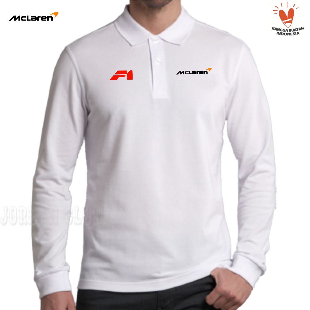 Polo shirt Tshirt Kaos Kerah Lengan Panjang McLaren Formula One F1