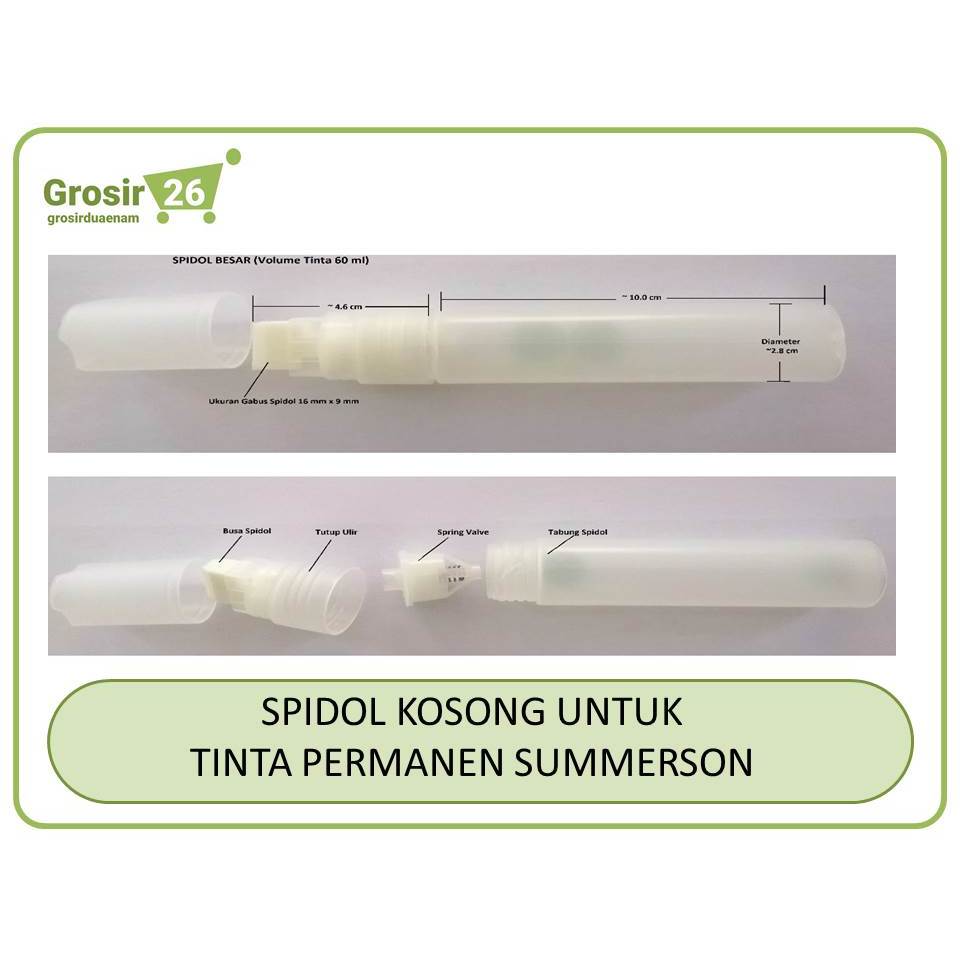 

(1 pcs) spidol kosong untuk tinta karung permanen marking dengan mekanisme spring valve 60 ml