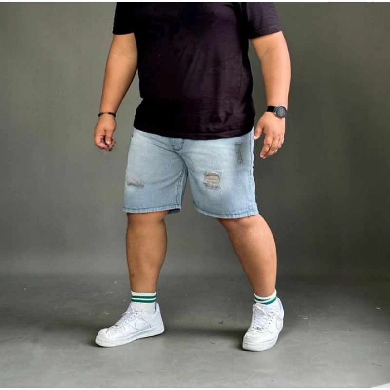 Celana Jeans Pendek Sobek Jumbo Distro Pria Bermuda Distro Premium