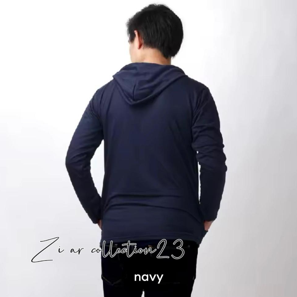 Kaos Kupluk polos lengan panjang pria ukuran jumbo L XL XXL baju sawah pria terbaru Model bertudung 