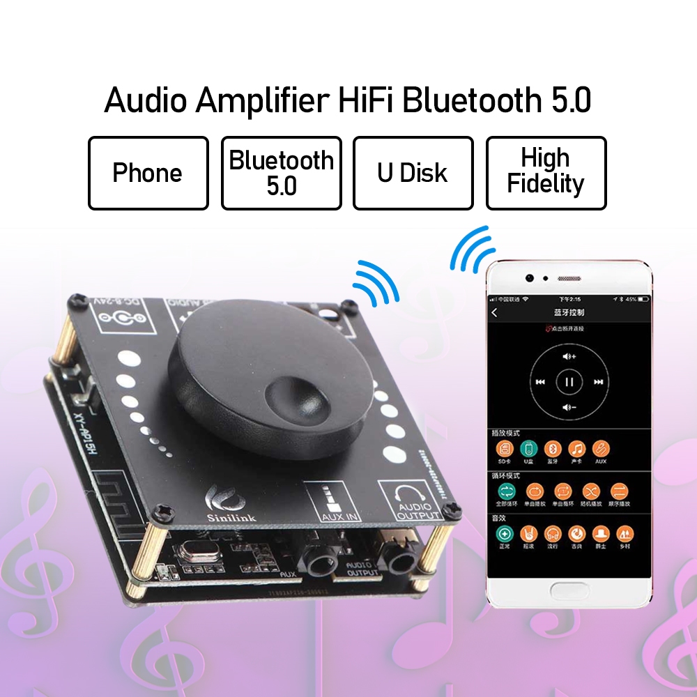 Kit Amplifier  2x50W XY-AP15H Bluetooth 5.0 / HiFi Modul Power Amplifier Kit Power Kit Amply