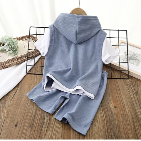 Setelan Anak Laki-Laki Casual Terbaru Waffle Uniqlo Ala Korean Style Untuk Usia 3-9 Tahun TRENI