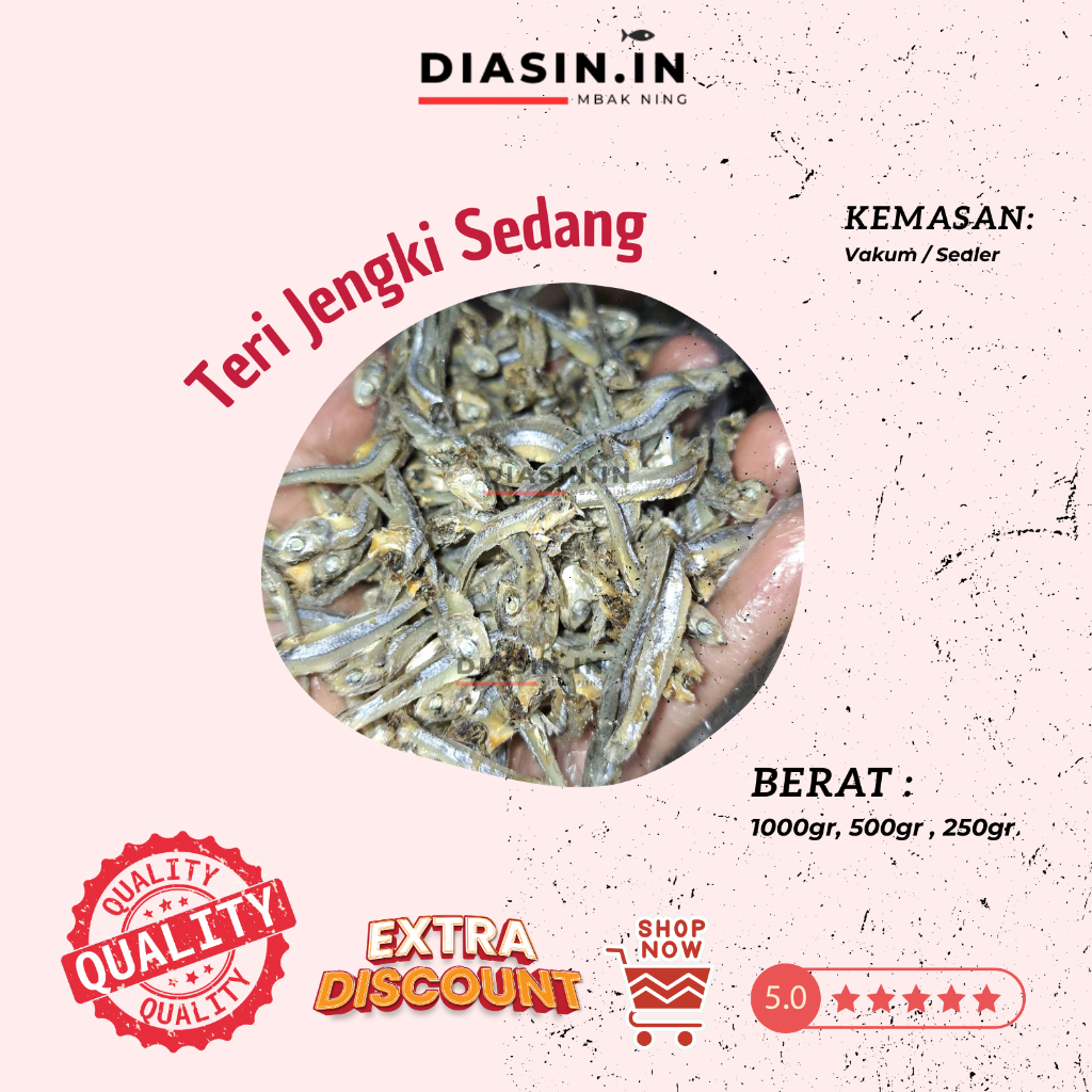 

Ikan Asin Teri Jengki Sedang Super Kemasan Vakum - Berat 1Kg, 1/2Kg, 250Gr