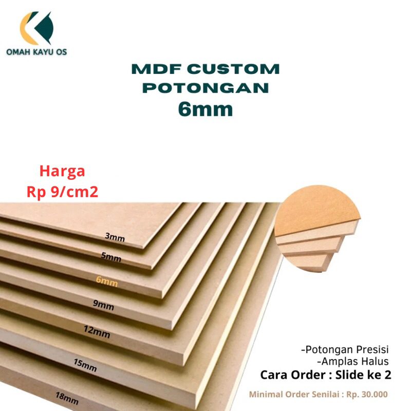 Mdf board Papan Mdf Coklat Mdf Potongan Custom 6mm