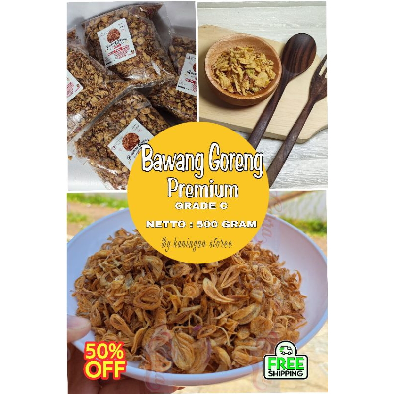 

Bawang Goreng Premium Grade C 500 Gram, Bawang Goreng, Bawang Merah Goreng, Bawang Goreng Asli