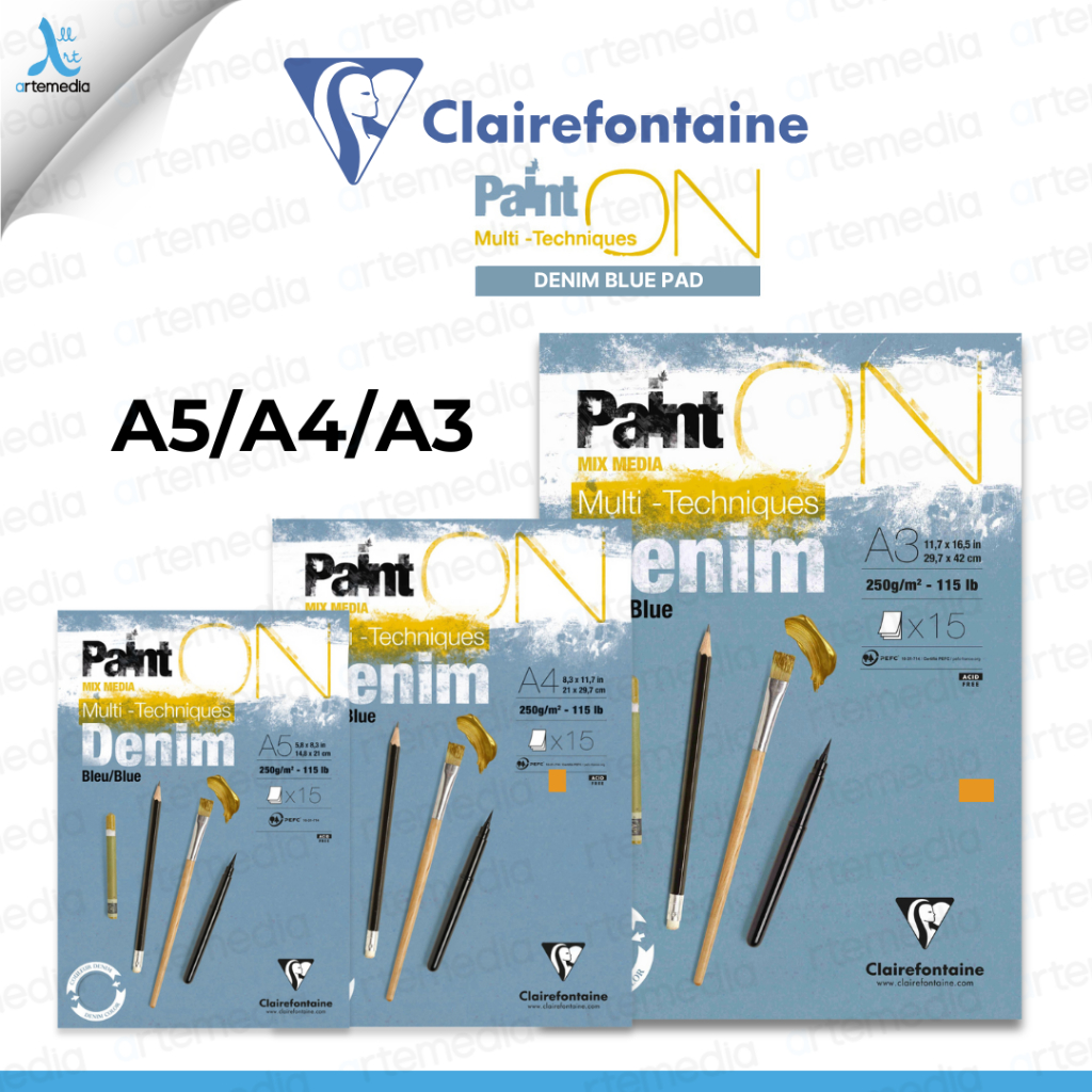 

Clairefontaine Paint On Denim Multi Technique Sketch Pad Sketchbook Kertas Gambar Warna