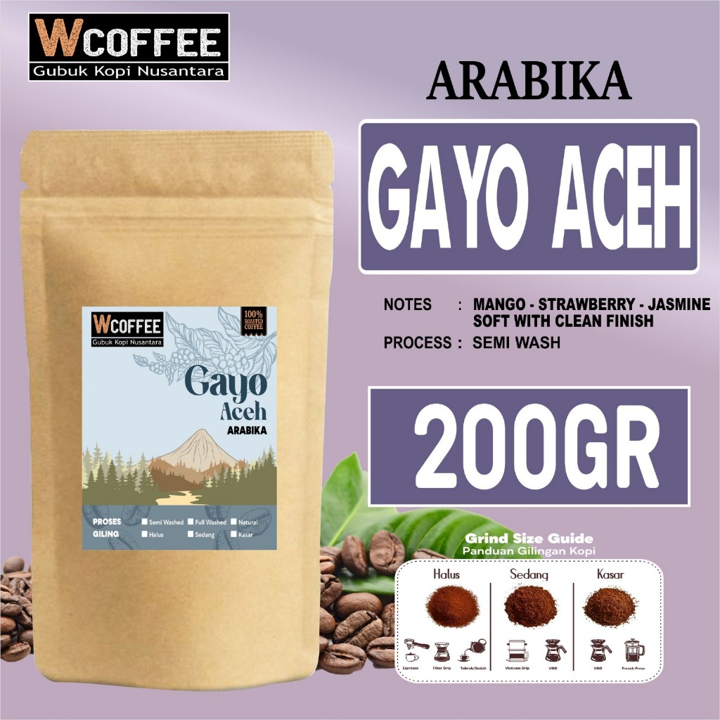 

Biji Kopi Bubuk Arabika GAYO ACEH Redines 200Gram - W coffee kopi spesial