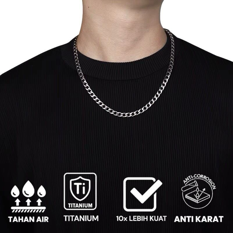 KALUNG PRIA MOTIF RANTAI/TAMBANG/NORI ANTI KARAT/TITANIUM
