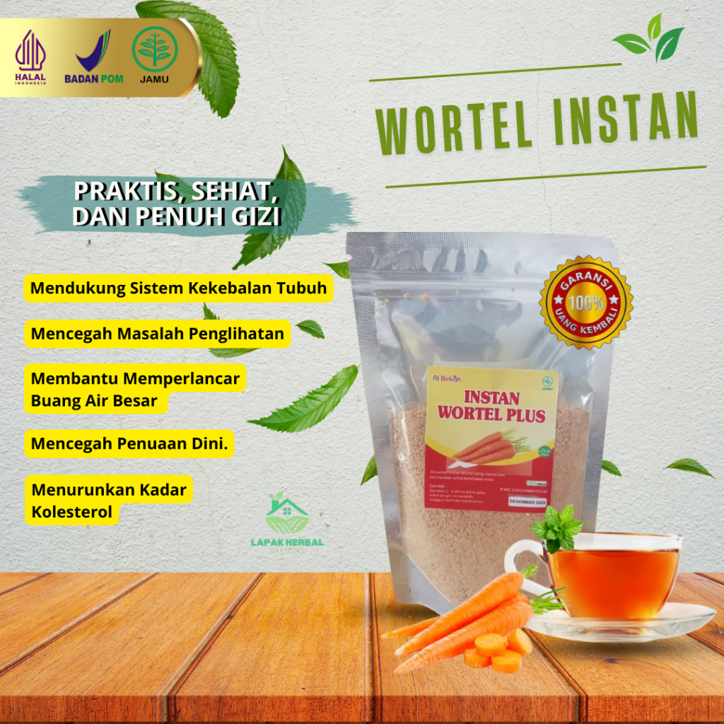 

WORTEL INSTAN Bubuk Herbal Gula Asli Nikmat Berkualitas Diperkaya Vitamin A