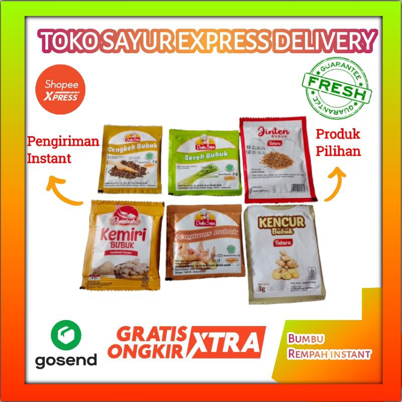 

Bumbu Rempah Bubuk Instant Sereh Lengkuas Cengkeh Kencur Jinten Kemiri - Sayur Express Palembang