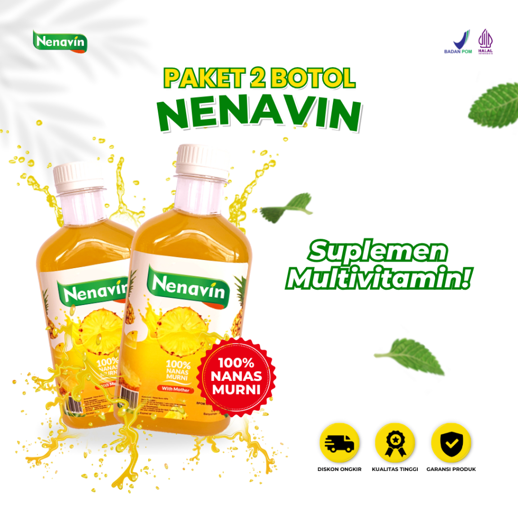 

NENAVIN - Cegah Gula Darah Melonjak - Diabetes - Cuka Nanas Asli With The Mother - 2 Botol