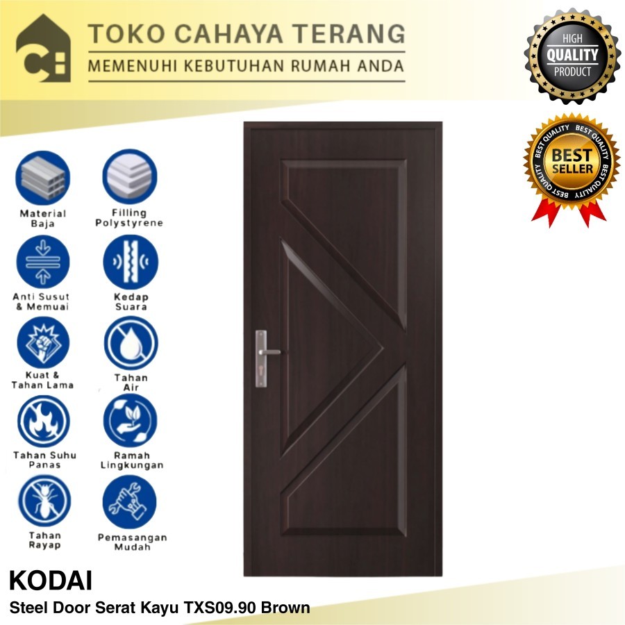 Pintu Baja Steel Kodai TXS09 204 x 90 Serat Kayu / Pintu Baja Kodai