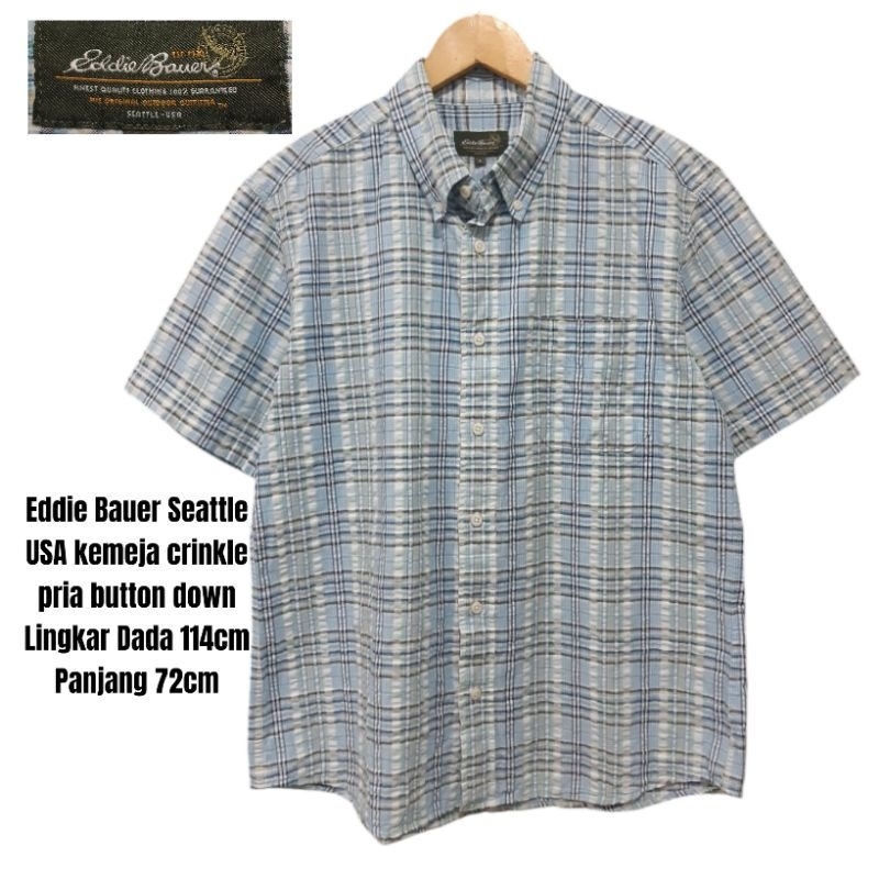 Eddie Bauer kemeja crinkle pria button down