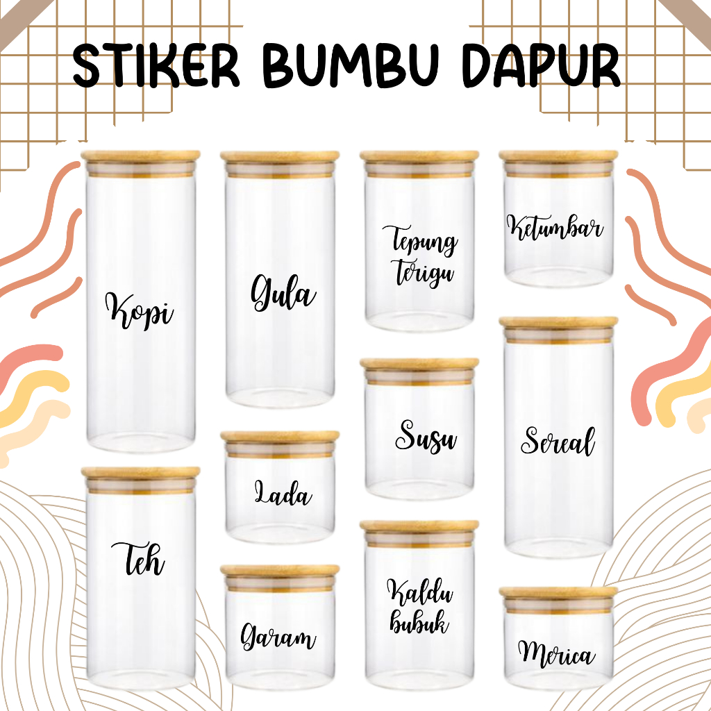

Stiker Bumbu Dapur/Kitchen label Waterproof Tahan air Stiker Transparan/stiker label custom/stiker label toples