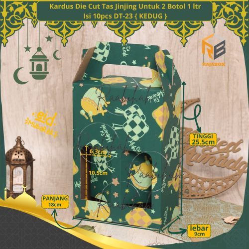 

10 Pcs Kardus Tenteng Hampers Lebaran Muat 2 Botol 1 Liter Uk 18x9x25,5cm Packaging Idul Fitri