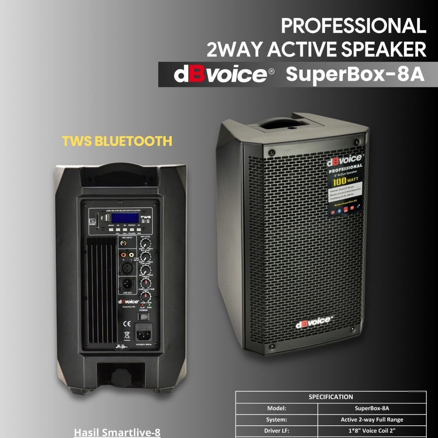 SPEAKER ACTIVE DBVOICE SUPERBOX-8A 8INCH ACTIVE