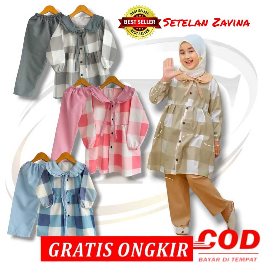 Baju Setelan Muslim Anak Kekinian Stelan Zavina Anak Perempuan 2 3 4 5 6 Tahun