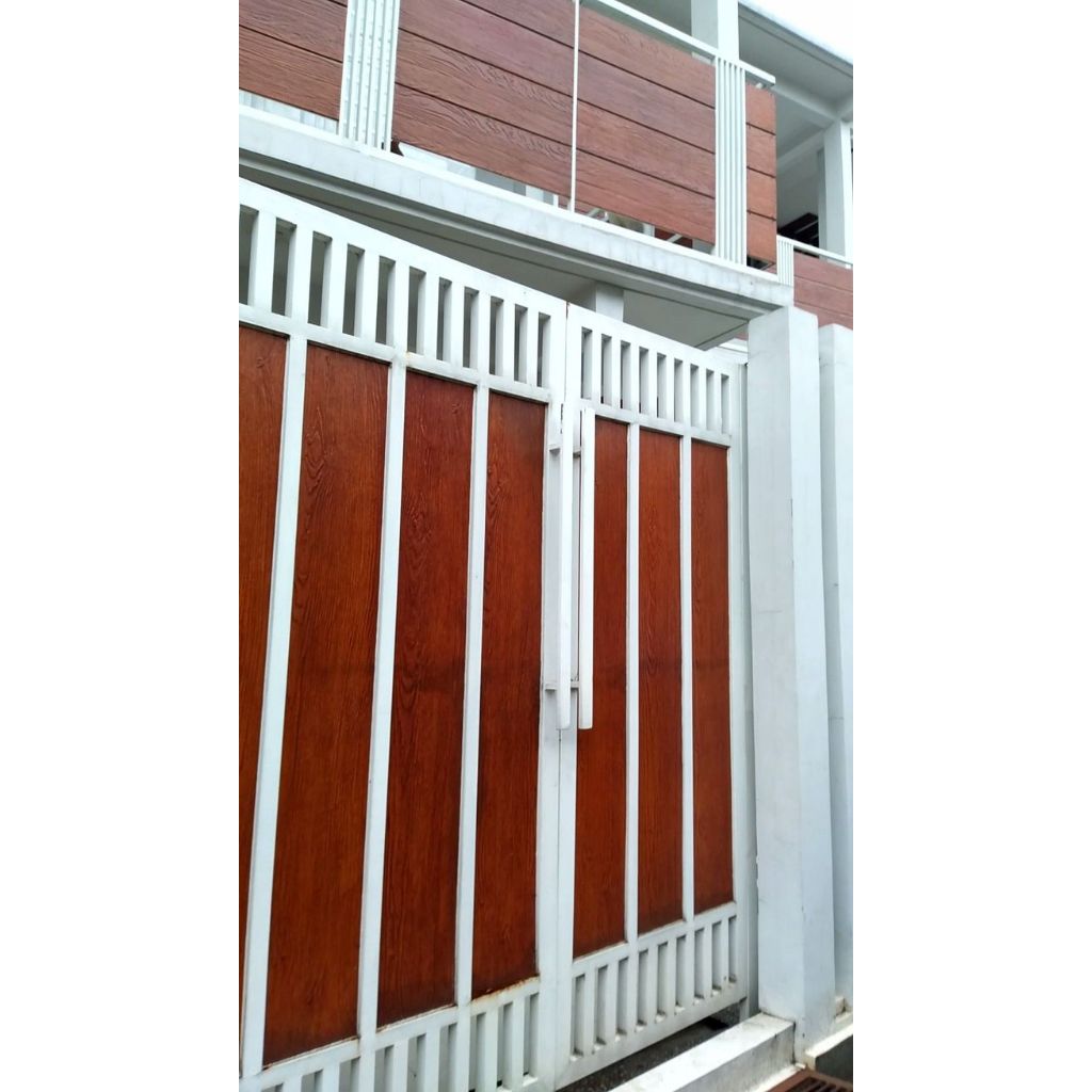 Pagar rumah bahan woodplank semi wpc free gambar 3 dimensi ya