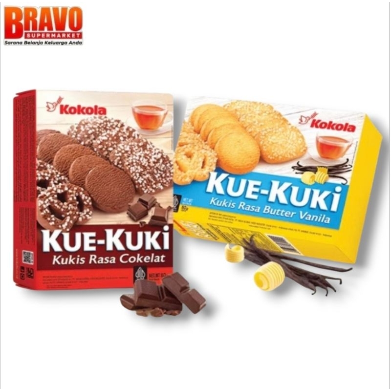 

Kokola Kue-Kuki 80 g - Kukis Rasa Mentega Vanila & Cokelat