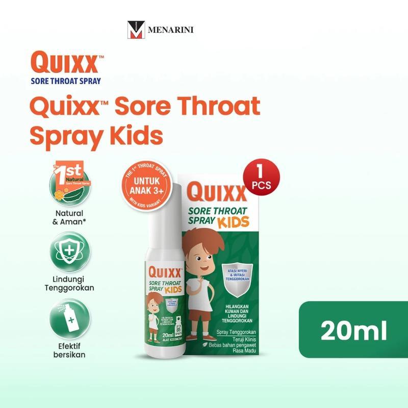 Quixx Sore Throat Spray Kids 20ml - Spray Mulut Perawatan Nyeri dan Iritasi Tenggorokan pada Anak