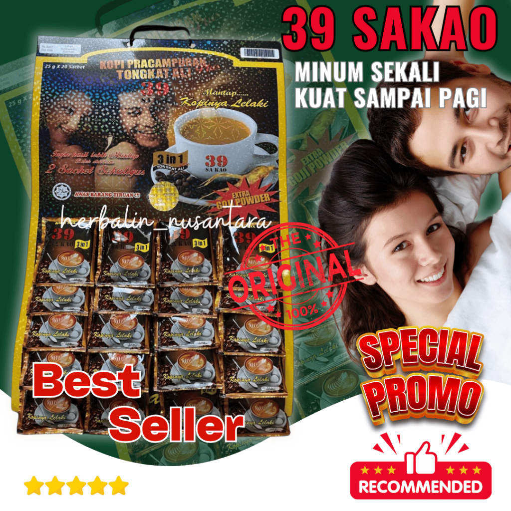 KOPI 39 SAKAO ORIGINAL ISI 20 SASET STAMINA PRIA TAHAN LAMA