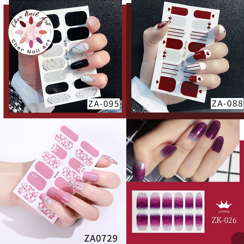 14/12Pcs Nail Art Sticker Motif / Polos Stiker Kuku Murah Full Cover / Nail Art & Sticker Premium