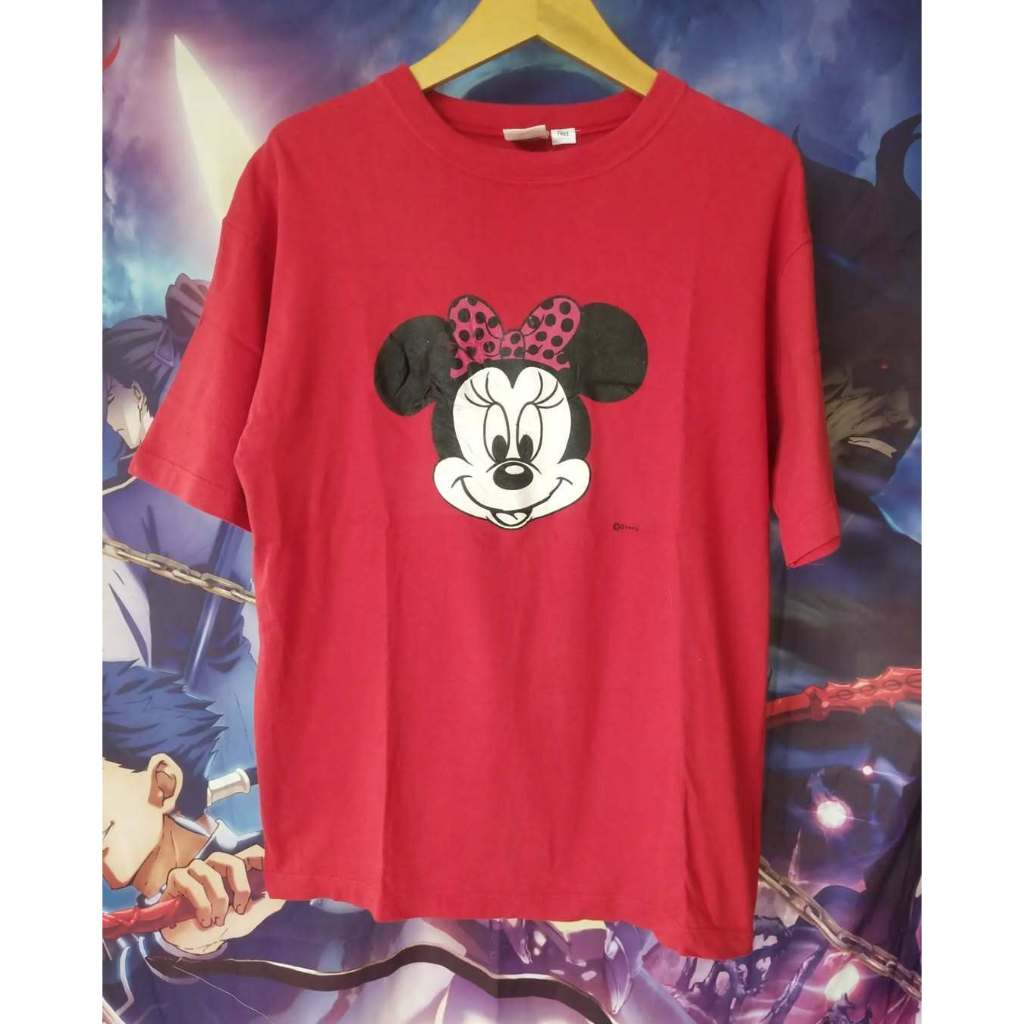 Vintage Disney's Minnie Mouse Red Official Cartoon Tee Kaos Tshirt Original Second Merch Japan Korea